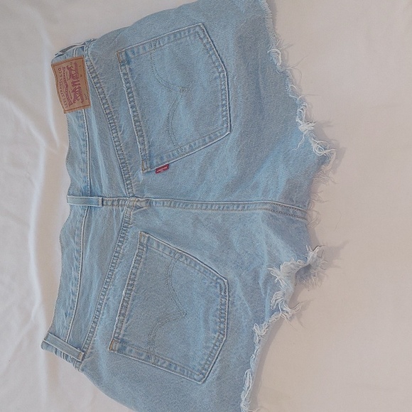 Levis Distressed Light Blue Denim Shorts.Size 12 . - Picture 6 of 9